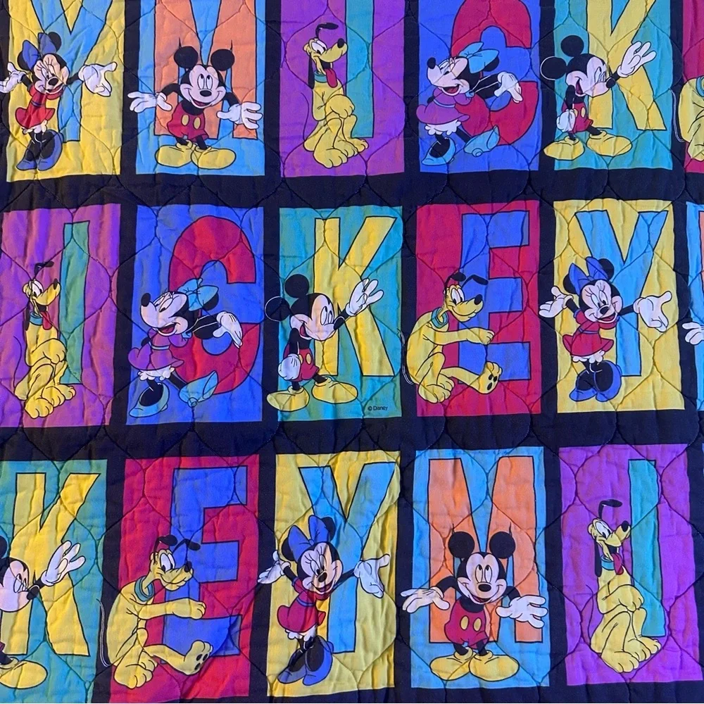 Disney Mickey Mouse Colorful Quilt - Blue, Red, Yellow size 40” x 52”